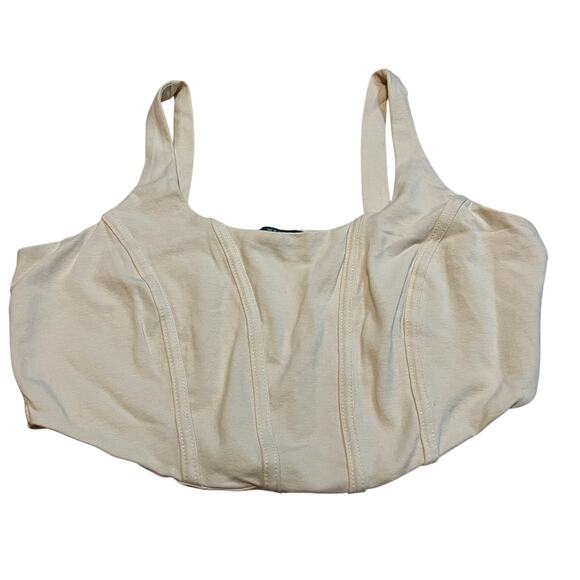 Wild Fable Women's Beige Seamed Cropped Corset Tank Top - Size Medium - NWT - Picture 1 of 6